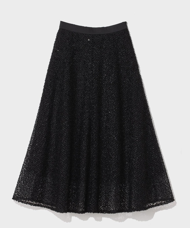 GRACE CONTINENTAL フェザーembドレス ブラック