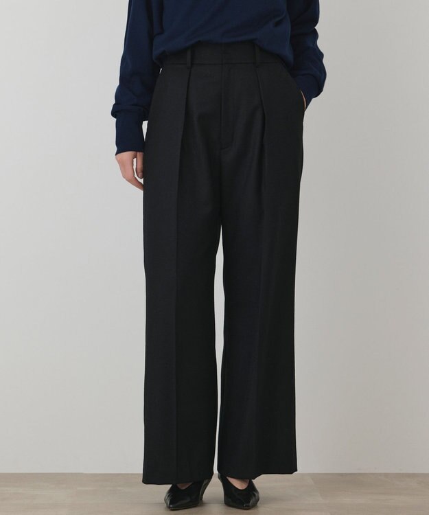GRACE CONTINENTAL ウールタックワイドパンツ ブラック