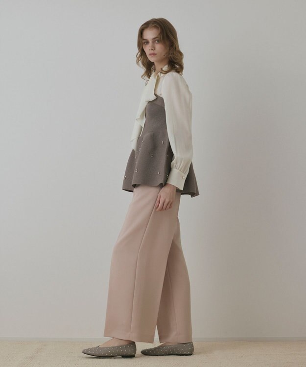 GRACE CONTINENTAL ペプラムベアニットトップ ベージュ