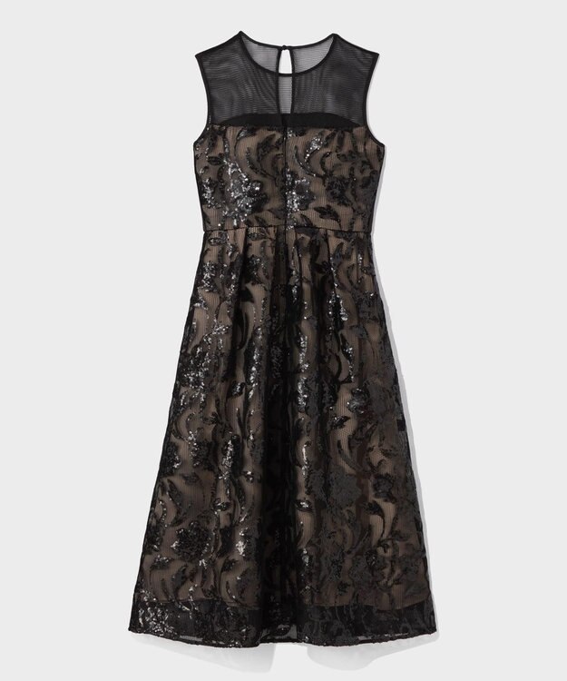 GRACE CONTINENTAL スパンコールエンブロイダリードレス ブラック
