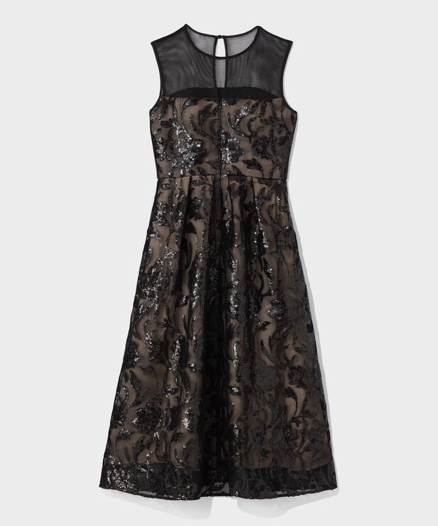 GRACE CONTINENTAL スパンコールエンブロイダリードレス ブラック