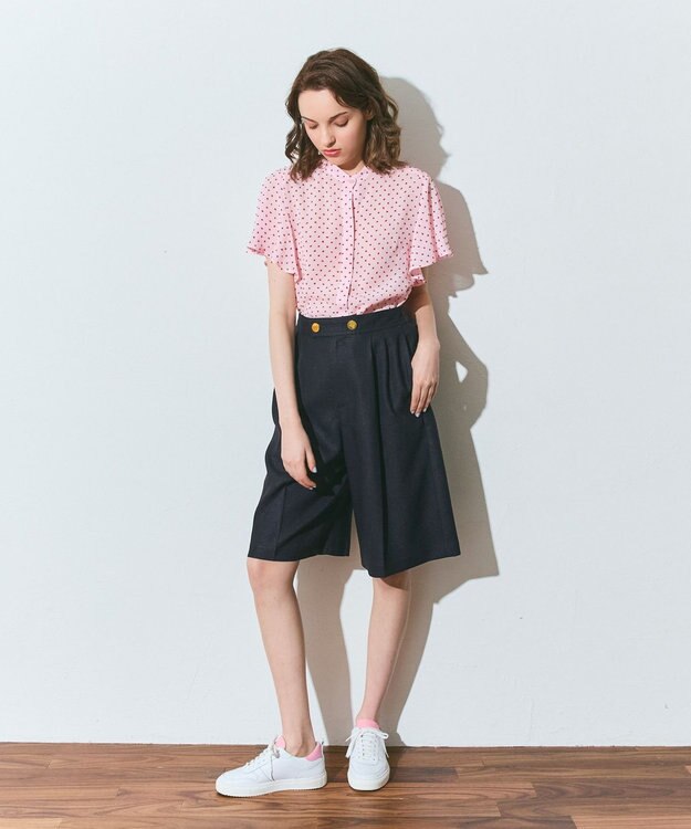 GRACE CONTINENTAL リネンタッチハーフパンツ ネイビー