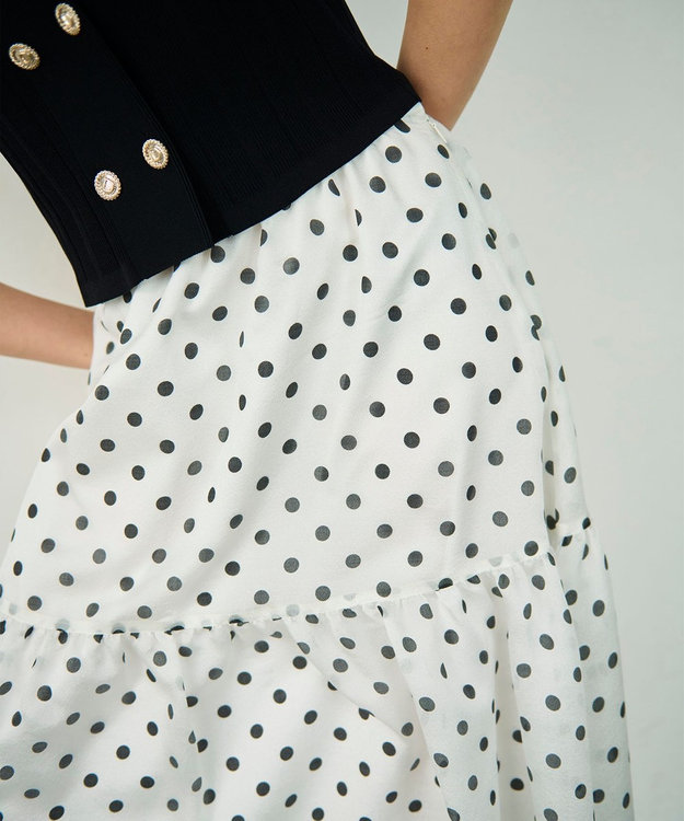 GRACE CONTINENTAL シアードットプリントスカート ホワイト