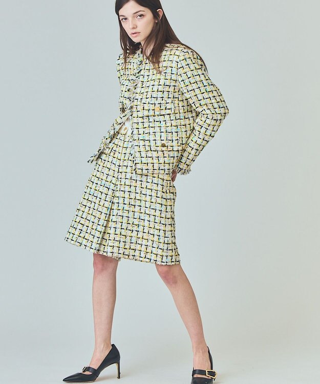 GRACE CONTINENTAL チュールヤーンツイードパンツ イエロー