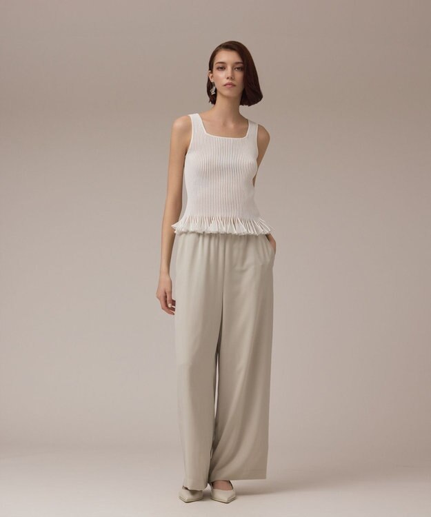 GRACE CONTINENTAL シアーフリルニットトップ ホワイト