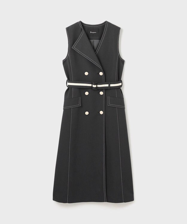 GRACE CONTINENTAL アシンメトリーカラーワンピース チャコール