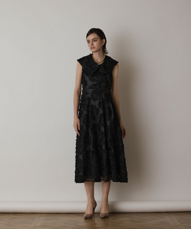 GRACE CONTINENTAL ローズ刺繍ワンピース ブラック
