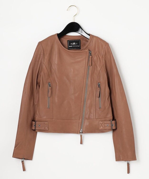 GRACE CONTINENTAL レースアップライダースジャケット ブラウン