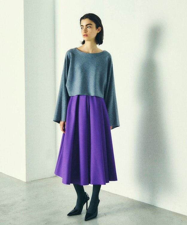 GRACE CONTINENTAL ショートニットトップ グレー