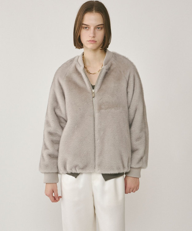 GRACE CONTINENTAL フェイクミンクファーブルゾン グレー