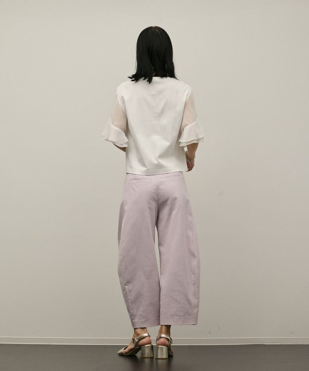 GRACE CONTINENTAL シフォンスリーブカットトップ ホワイト