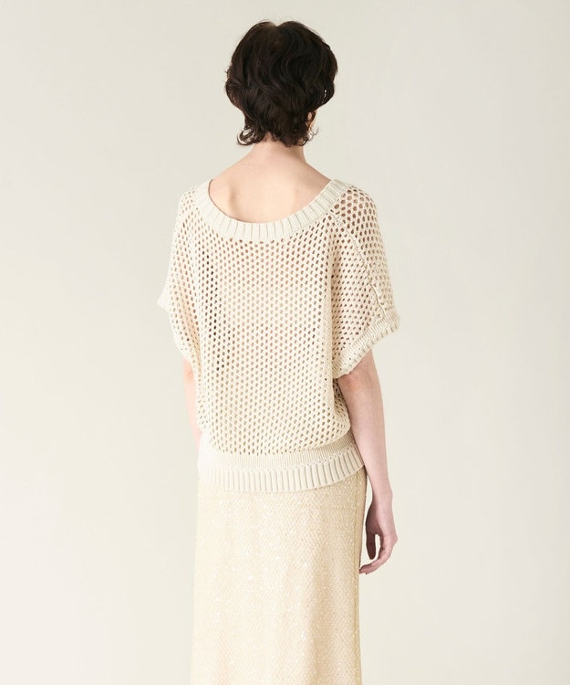 GRACE CONTINENTAL メッシュVネックニットトップ キナリ