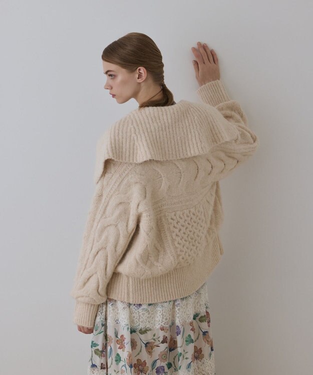 GRACE CONTINENTAL ヘアリーニットコクーンジャケット キナリ