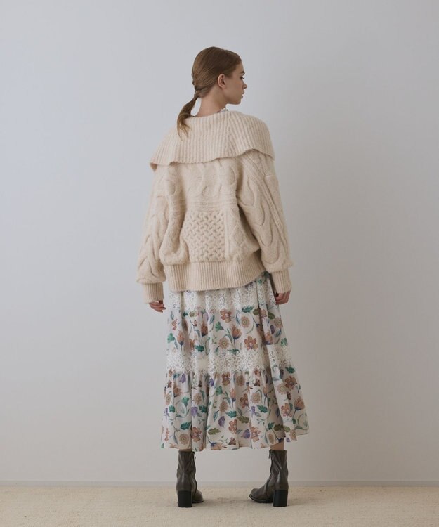 GRACE CONTINENTAL ヘアリーニットコクーンジャケット キナリ