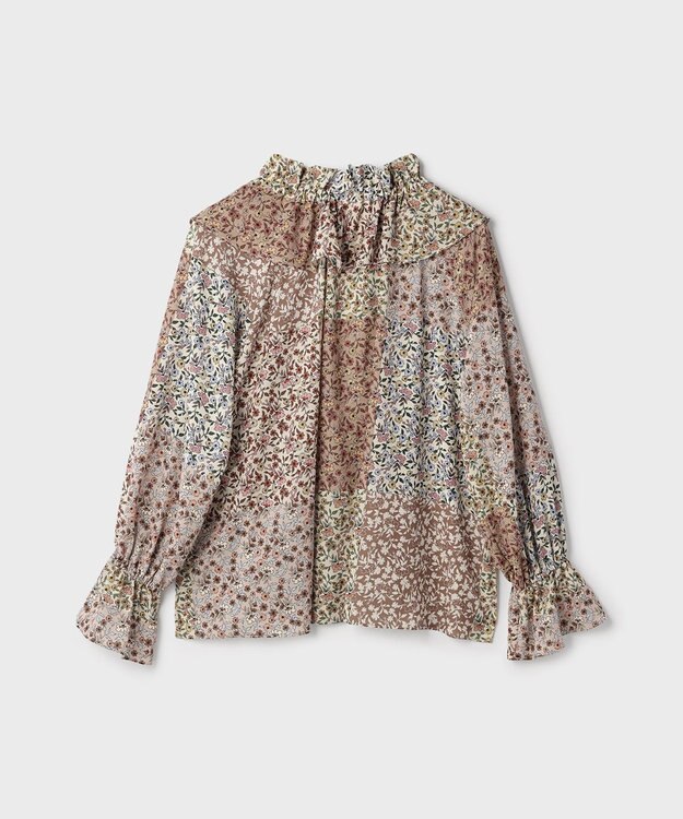 GRACE CONTINENTAL パッチワークプリントカフタンブラウス ベージュ