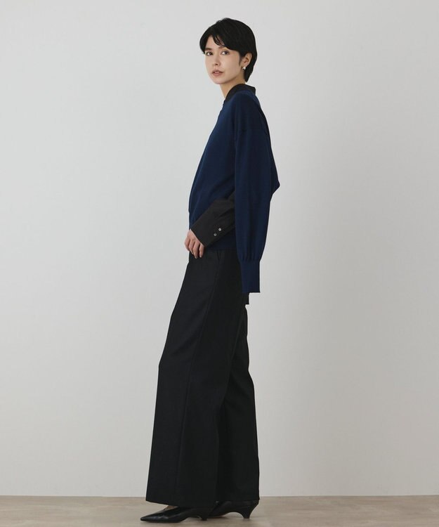 GRACE CONTINENTAL ウールタックワイドパンツ ブラック