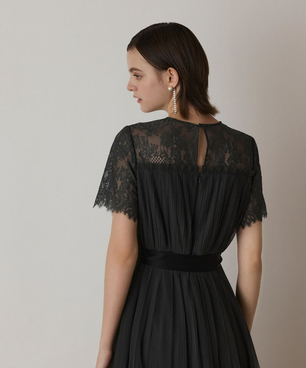 GRACE CONTINENTAL チュールプリーツドレス グレー