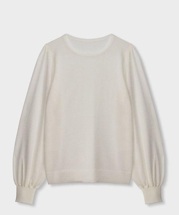 GRACE CONTINENTAL シアーラメニットトップ ホワイト