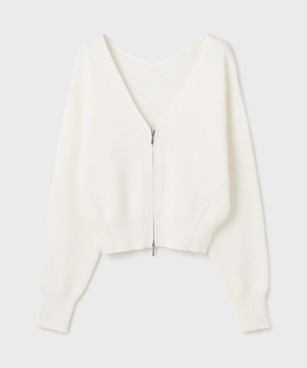 GRACE CONTINENTAL ハイゲージ畦ニットカーディガン ホワイト