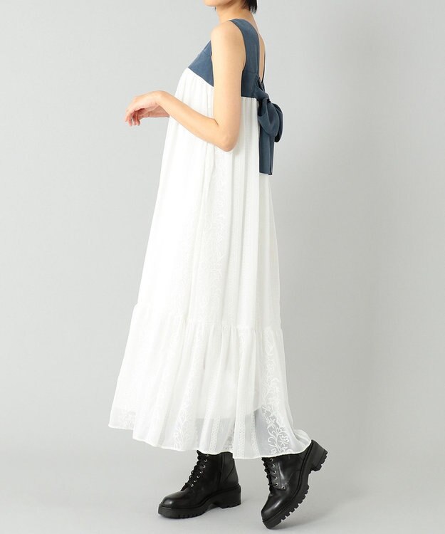 美品 グレースコンチネンタル バックリボンバイカラーワンピース レース バックリボンバイカラーワンピース / GRACE CONTINENTAL | GRACE