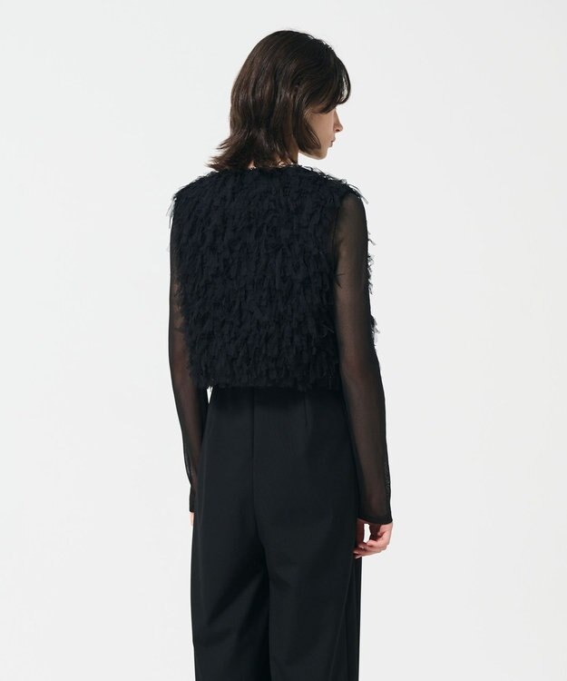 GRACE CONTINENTAL コンパクトフリンジベスト ブラック