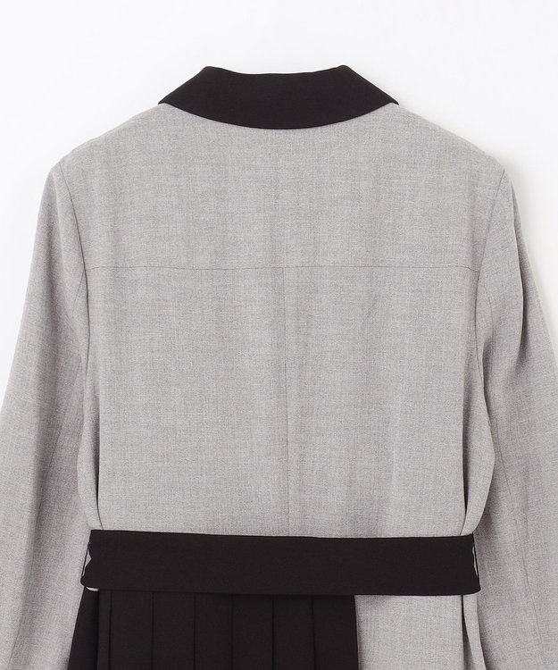 GRACE CONTINENTAL ウールタッチバイカラードレス グレー