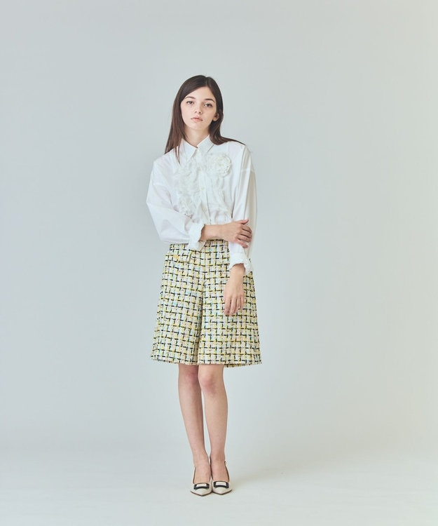 GRACE CONTINENTAL チュールヤーンツイードパンツ イエロー