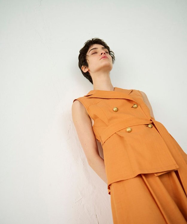 GRACE CONTINENTAL リネンタッチダブルブラウス オレンジ