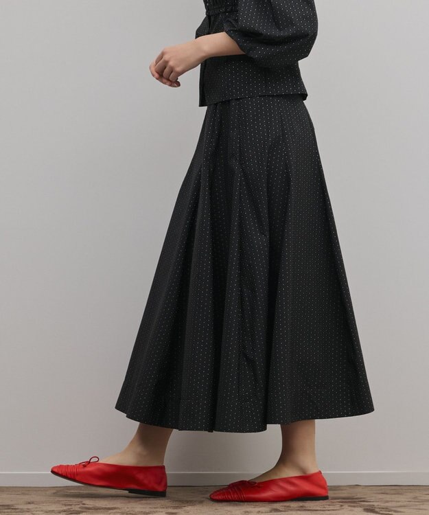 GRACE CONTINENTAL ラメドットタフタジャガードスカート ブラック