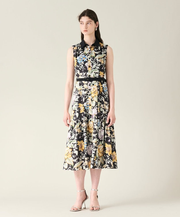 GRACE CONTINENTAL ボタニカルプリントワンピース ブラック