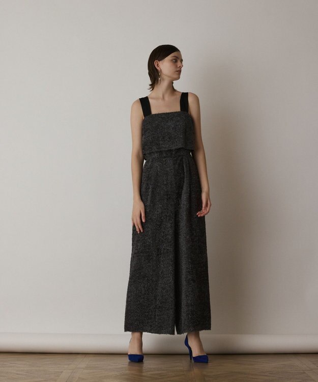 GRACE CONTINENTAL カットジャガードサロペット グレー