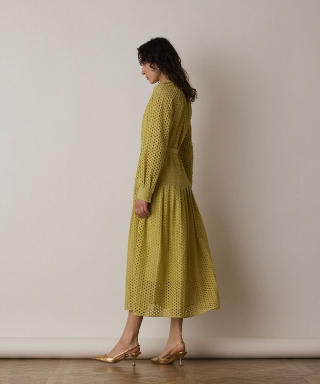 GRACE CONTINENTAL メッシュレースカフタンワンピース イエロー