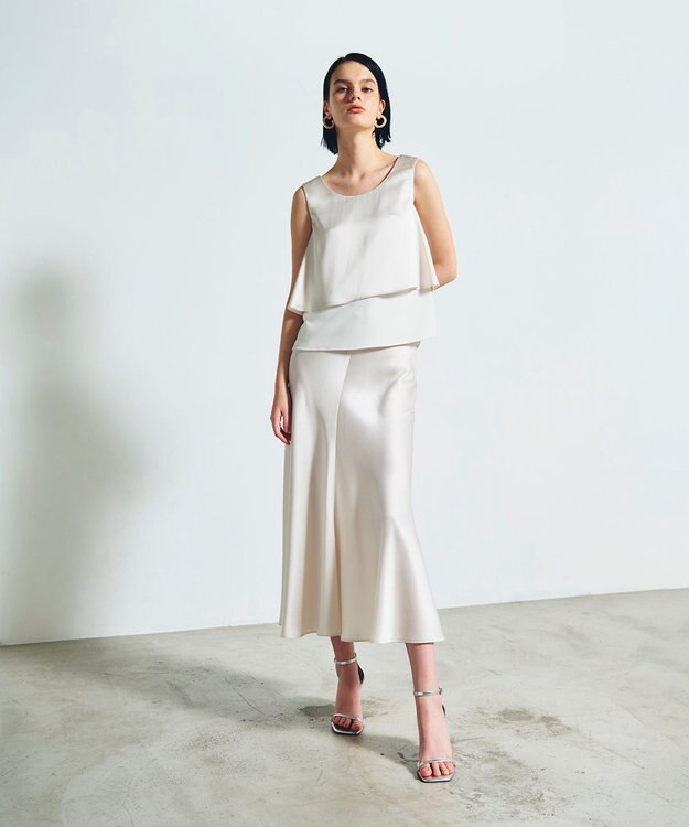 GRACE CONTINENTAL バックコンシャスサテンノースリーブ キナリ