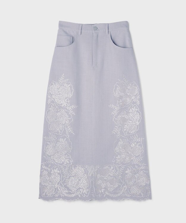 GRACE CONTINENTAL エンブロイダリータイトスカート ライトグレー