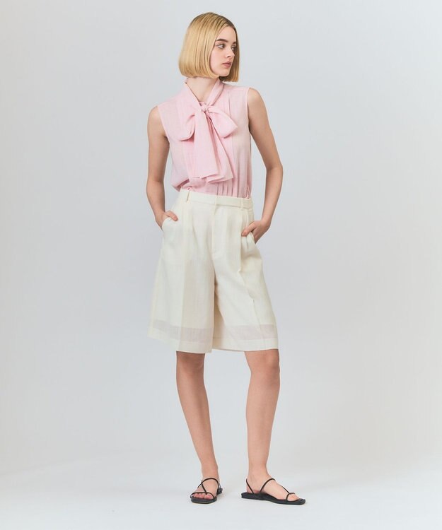 GRACE CONTINENTAL リネンライクボウタイノースリーブ ピンク