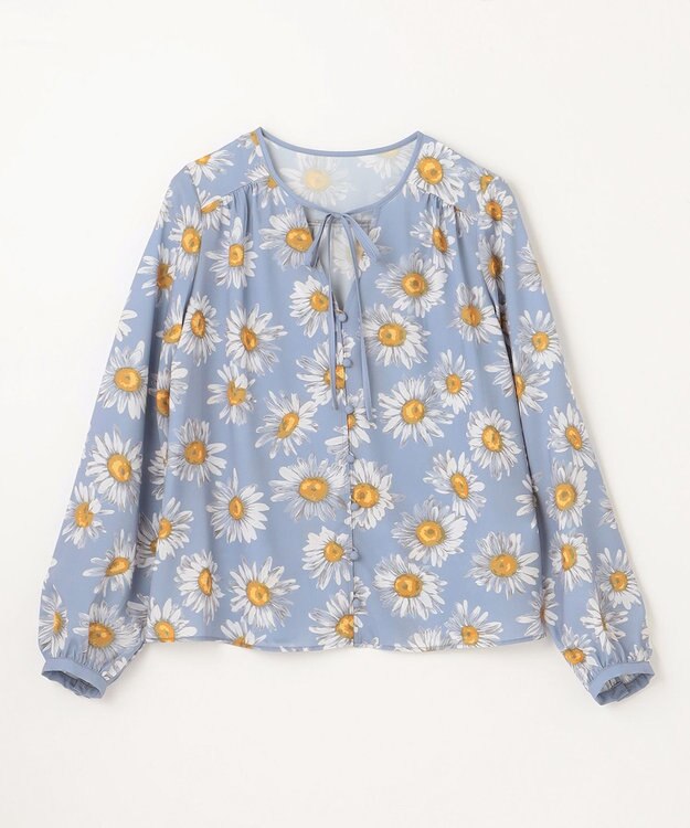 GRACE CONTINENTAL マーガレットフラワープリントブラウス ブルー