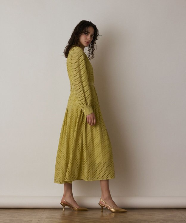 GRACE CONTINENTAL メッシュレースカフタンワンピース イエロー