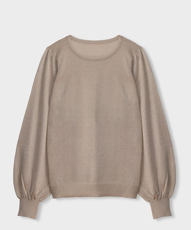 GRACE CONTINENTAL シアーラメニットトップ ベージュ