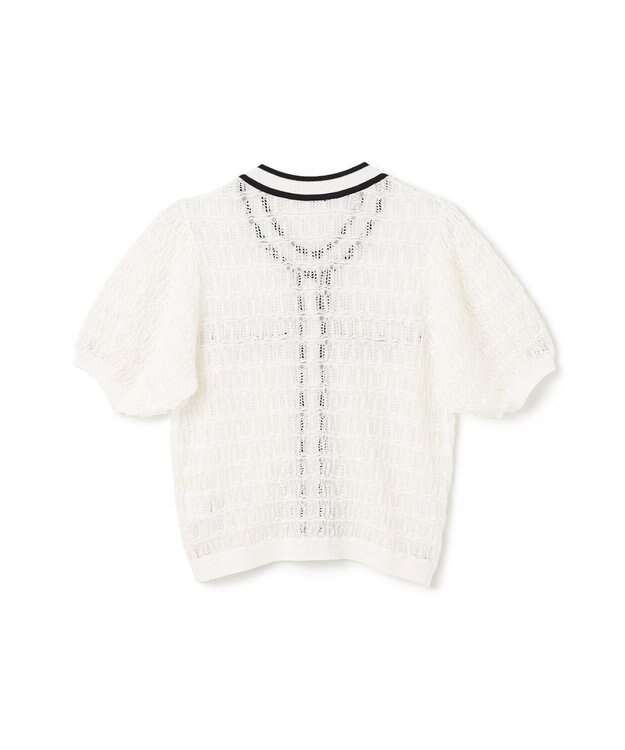 GRACE CONTINENTAL バイカラーシアーニットカーディガン ホワイト