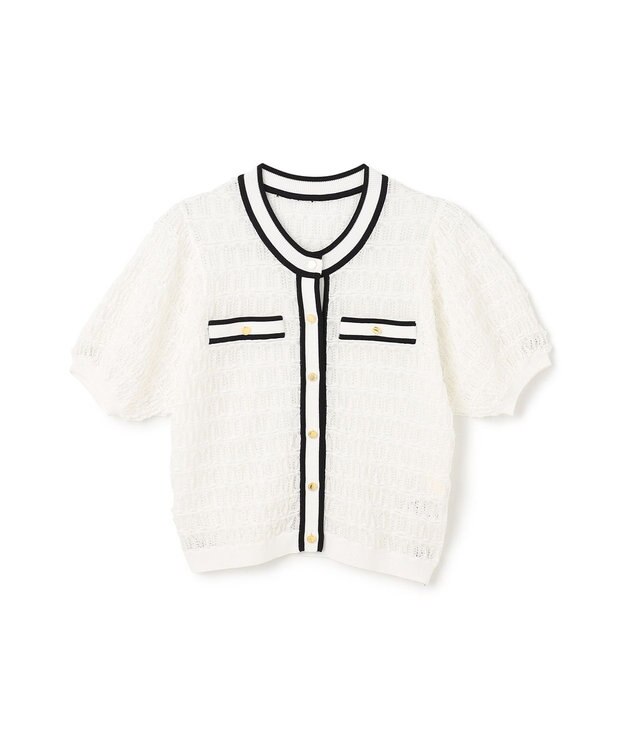 GRACE CONTINENTAL バイカラーシアーニットカーディガン ホワイト