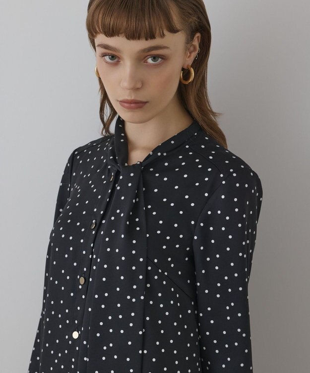 GRACE CONTINENTAL ランダムドットボウタイワンピース ブラック