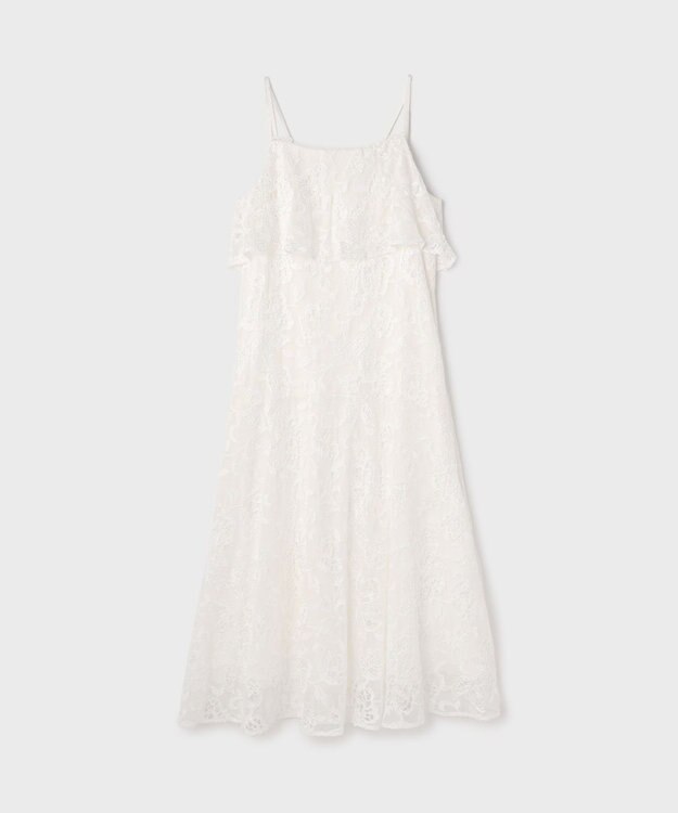 GRACE CONTINENTAL チュールレースロングワンピース ホワイト
