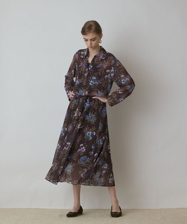 GRACE CONTINENTAL プリントセットアップワンピース ブラウン