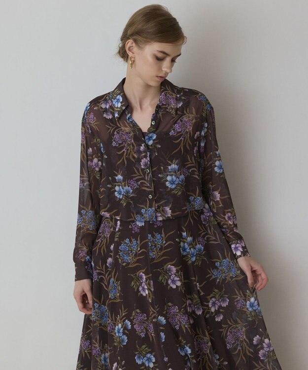 GRACE CONTINENTAL プリントセットアップワンピース ブラウン