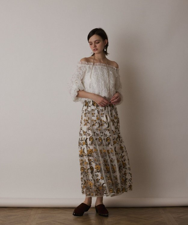 GRACE CONTINENTAL シャーリングトップ ホワイト