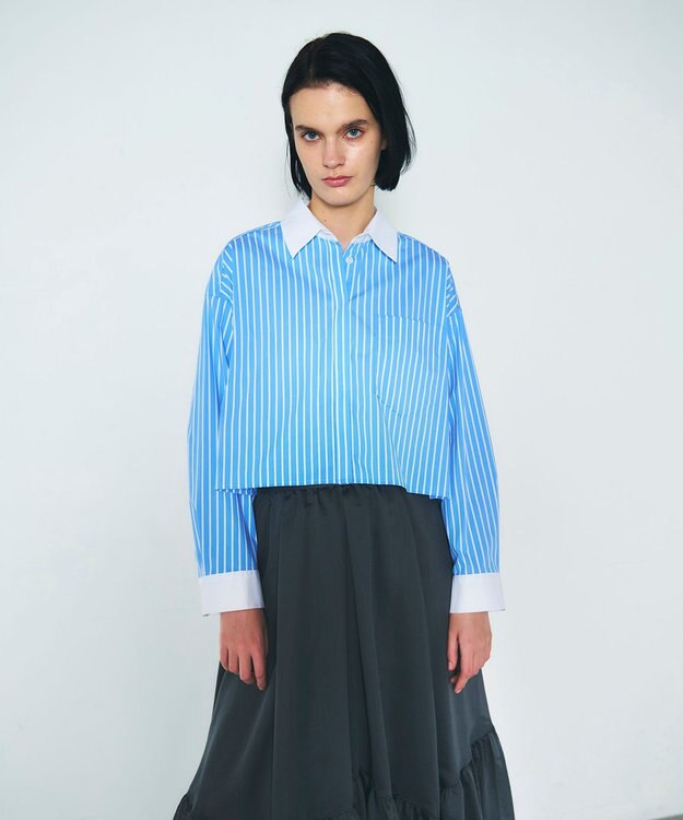 GRACE CONTINENTAL ビジューカラーシャツ ストライプ