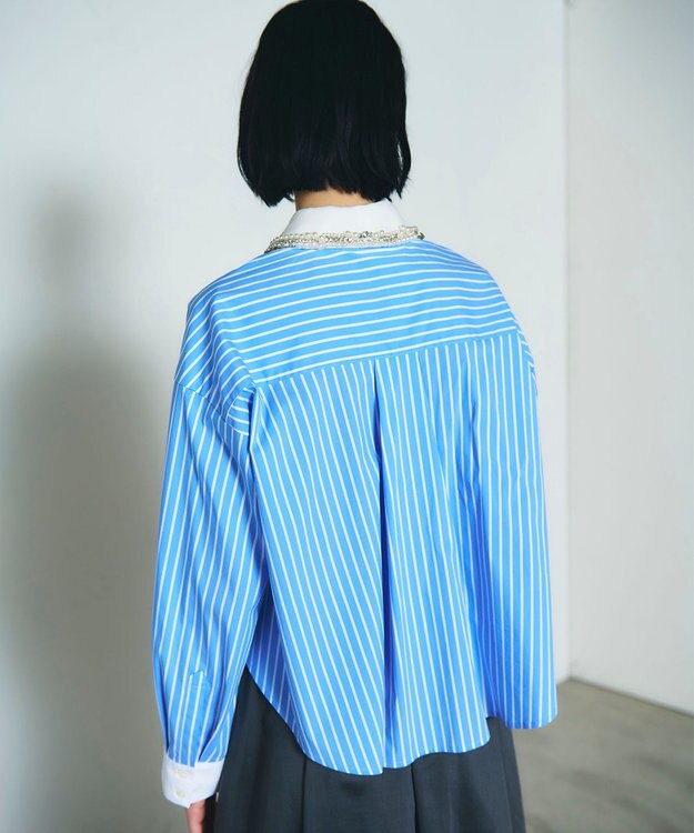 GRACE CONTINENTAL ビジューカラーシャツ ストライプ