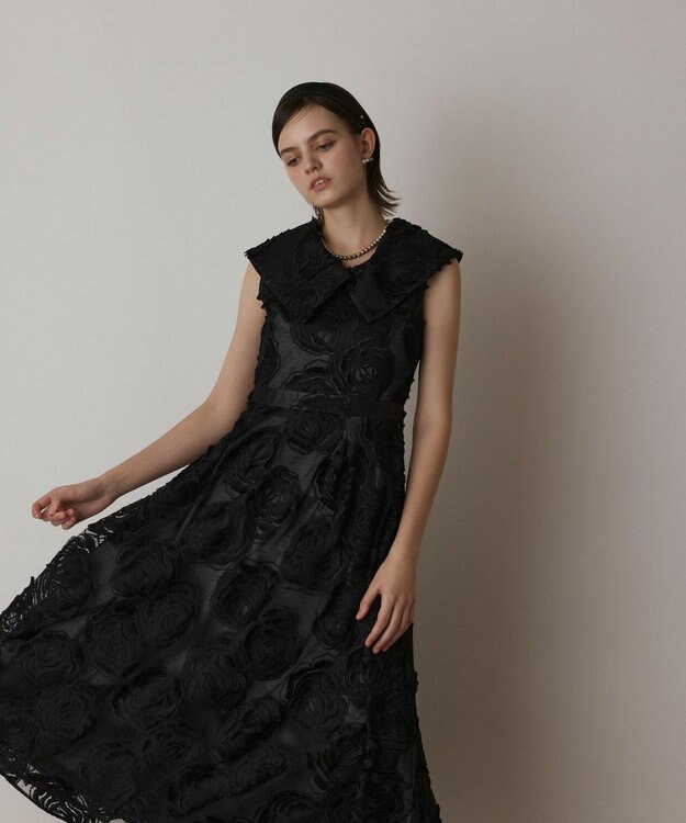 GRACE CONTINENTAL ローズ刺繍ワンピース ブラック