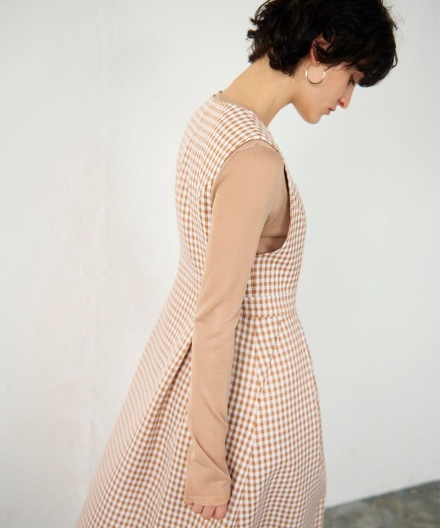 GRACE CONTINENTAL チェックジャンパースカート ベージュ