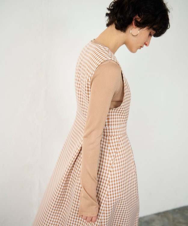 GRACE CONTINENTAL チェックジャンパースカート ベージュ